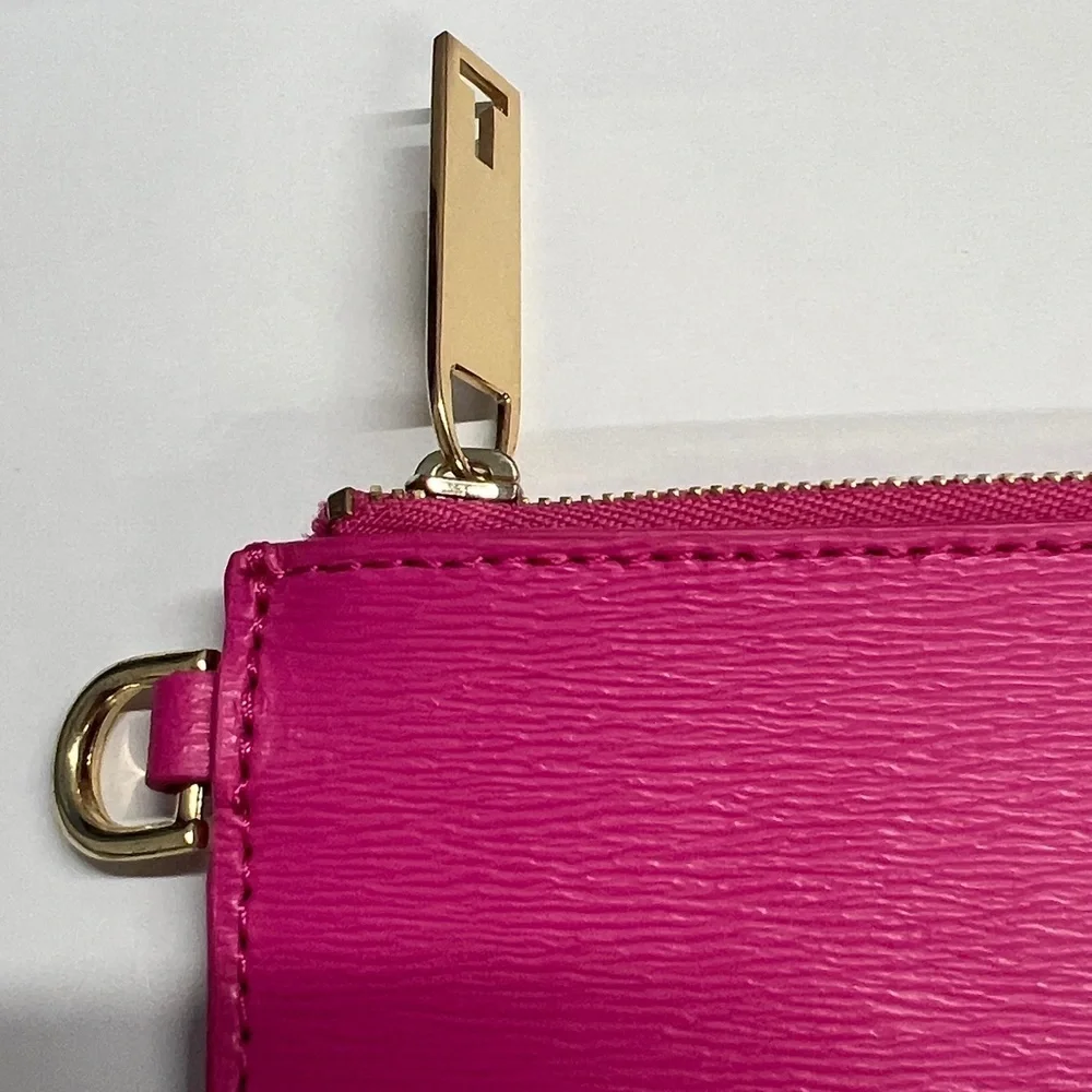 Ted Baker Pink Aspinal Top Zipper Large Clutch Bag Gold Hardware 10.25” x 6.5”